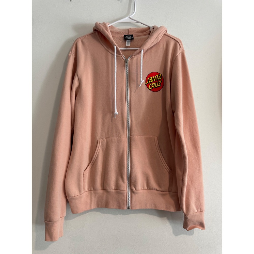 Santa Cruz Classic Dot Zip Hoodie Mens Medium Peach Graphic Sweatshirt